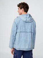 Denim Ripstop Oversized Anorak Zip Jacket