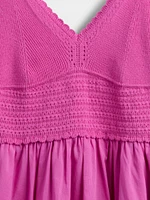 Crochet Mixed Media Mini Dress