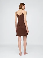 Linen-Blend Ruffle PJ Dress