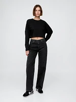 French Terry Oversized Crop Sweatshirt