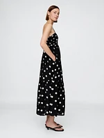 Shirred Bodice Halter Maxi Dress