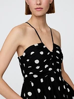 Shirred Bodice Halter Maxi Dress