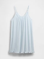 Linen-Blend Ruffle PJ Dress
