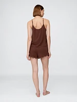 Linen-Blend Ruffle PJ Shorts