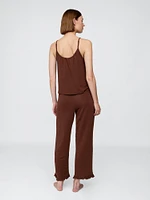 Linen-Blend Ruffle PJ Pants