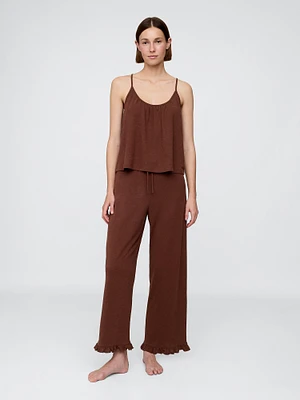 Linen-Blend Ruffle PJ Pants