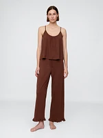 Linen-Blend Ruffle PJ Pants