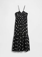Shirred Bodice Halter Maxi Dress