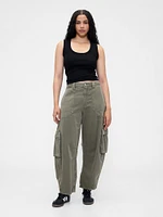 Mid Rise Barrel Cargo Pants