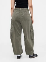 Mid Rise Barrel Cargo Pants