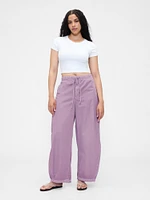 Mid Rise Barrel Parachute Pants