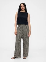 Linen-Blend Easy Wide-Hem Pants
