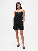 Lace-Trim Drop-Waist Mini Dress