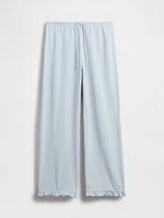 Linen-Blend Ruffle PJ Pants