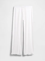 Linen-Blend Ruffle PJ Pants