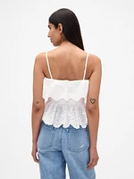 Poplin Eyelet Ruffle Top