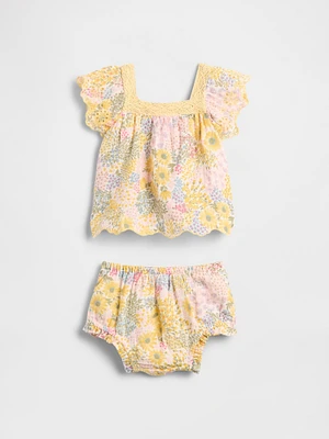 Baby Cotton Gauze Floral Outfit Set