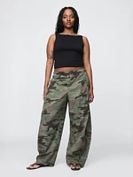 Mid Rise Barrel Parachute Pants