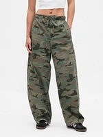 Mid Rise Barrel Parachute Pants