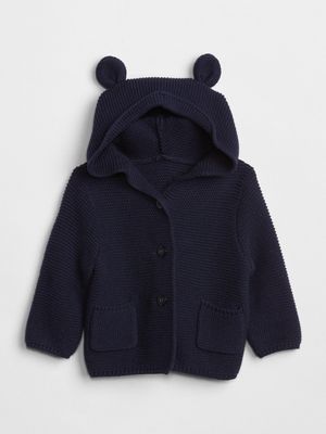 Pull à capuchon avec motif d'ours pour bébé