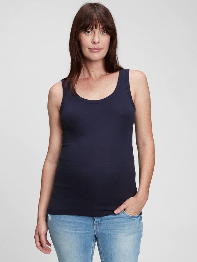 Knit Rib Twist Front Short Sleeve Crop Top - Thyme Maternity