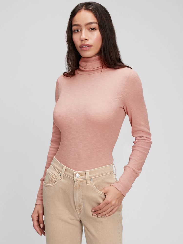 Ribbed Turtleneck T-Shirt