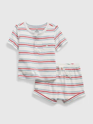 Baby 100% Organic Cotton Henley Two-Piece Outfit Set