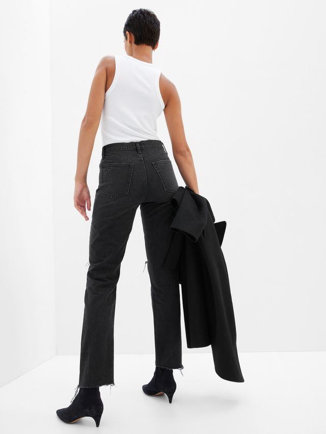 High Rise Vegan Leather Cheeky Straight Pants