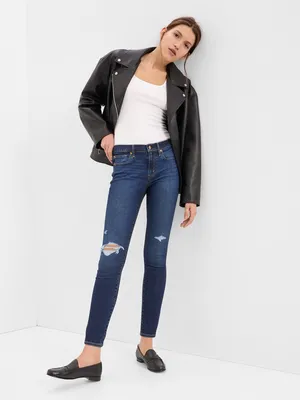 Mid Rise True Skinny Jeans with Washwell