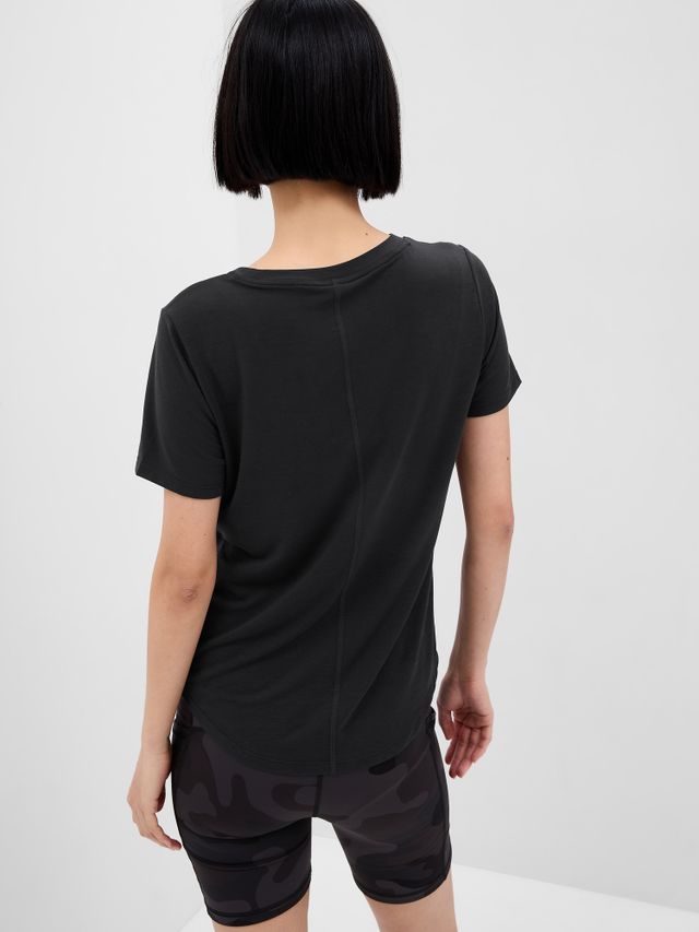 GapFit Breathe, Women's Long Sleeve Logo Print Activewear Top Gray Size M