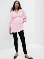 Maternity Linen-Blend Button-Down Shirt