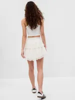 PROJECT GAP 100% Organic Cotton Ruffle Eyelet Mini Skirt