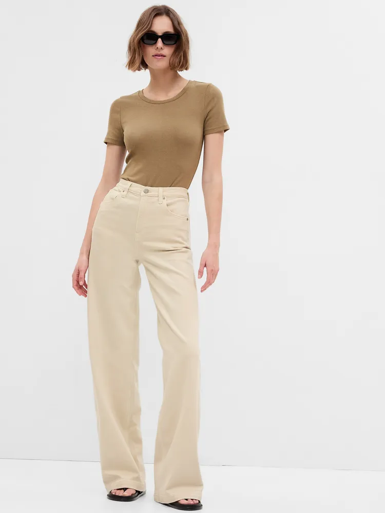 High Rise Pleated Wide-Leg Khakis with Washwell