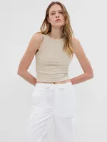 Mini Rib Cropped Halter Tank Top