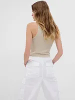 Mini Rib Cropped Halter Tank Top