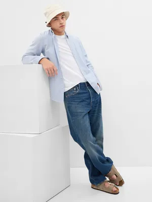 Classic Oxford Shirt Untucked Fit with In-Conversion Cotton
