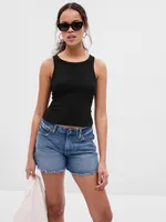 Mini Rib Cropped Halter Tank Top