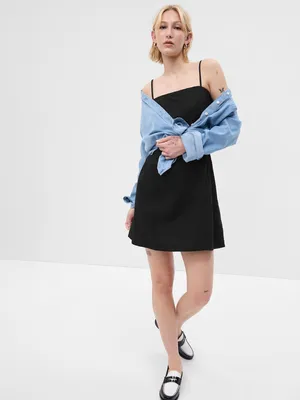 Linen-Blend Mini Dress