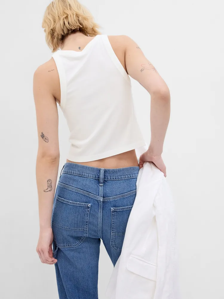 Mini Rib Cropped Halter Tank Top