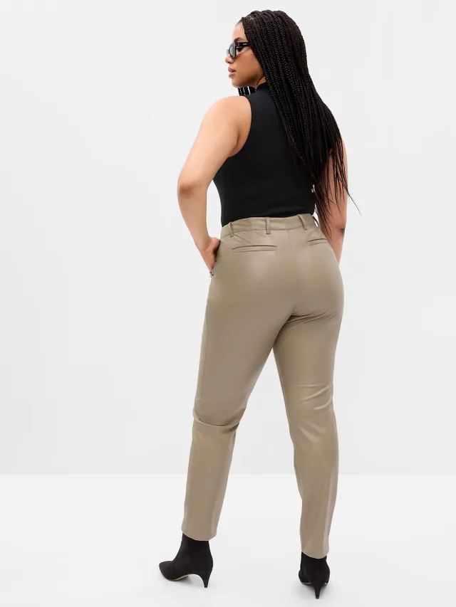 Mid Rise Vegan Leather Loose Pants