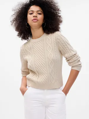 PROJECT GAP Cropped Cable-Knit Sweater