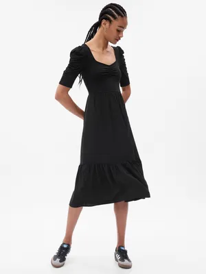 Ruched Tiered Midi Dress
