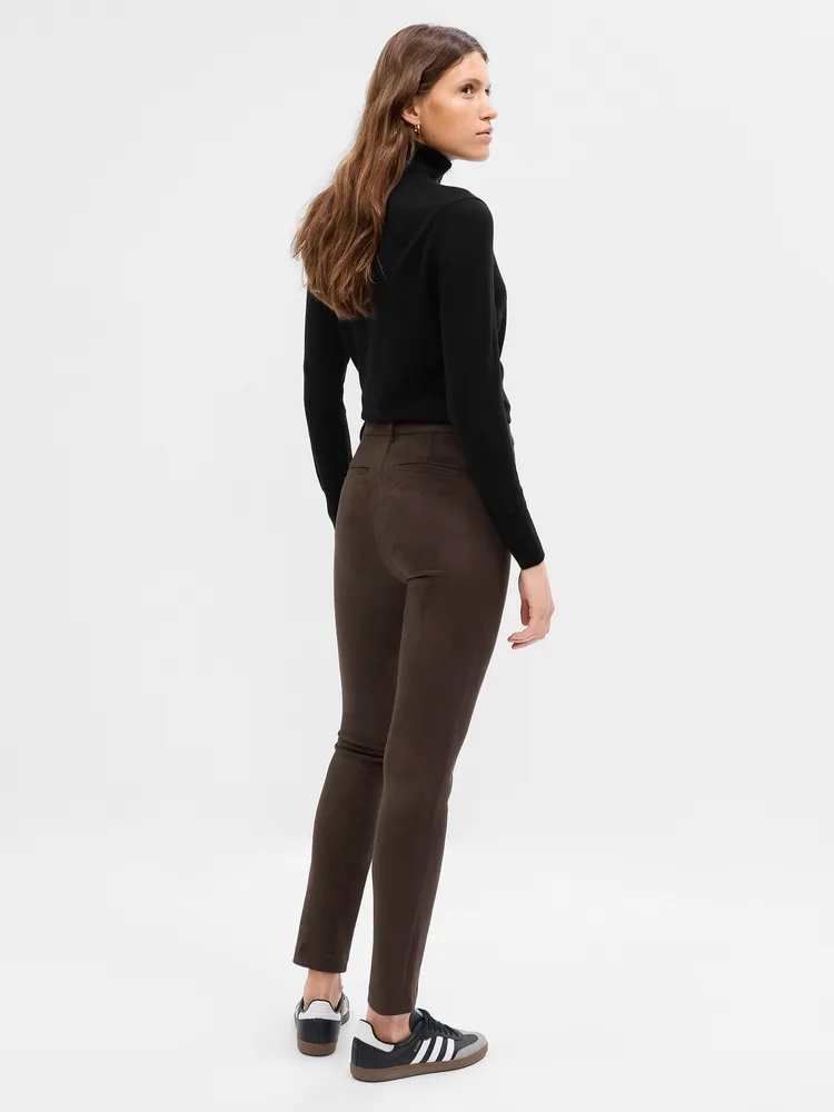 Mid Rise Vegan Suede Skinny Pants