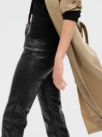 High Rise Vegan Leather Cheeky Straight Pants