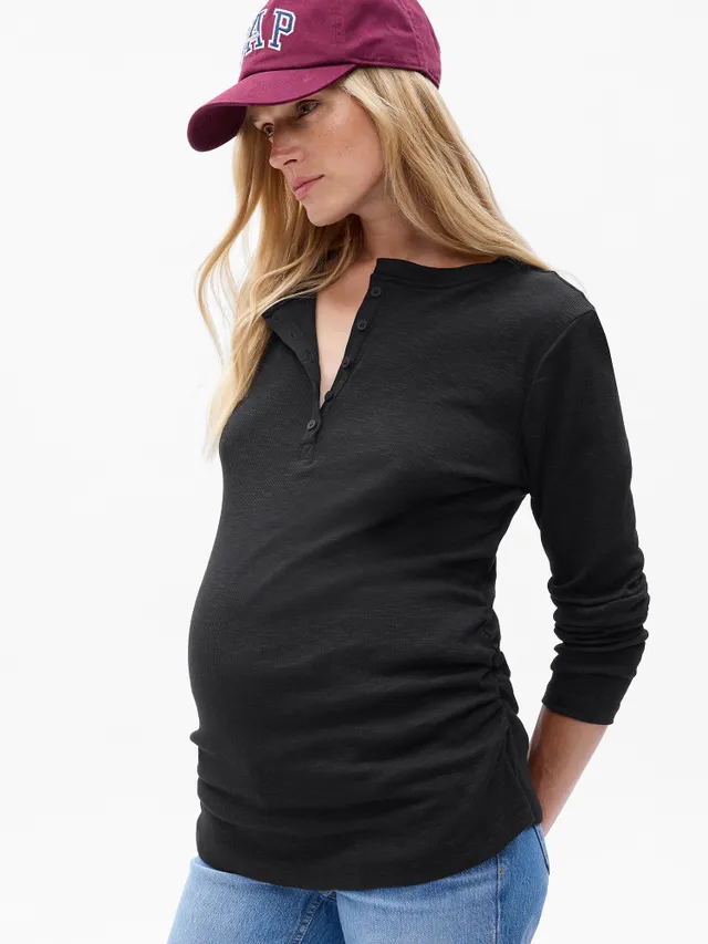 RW&CO. - Short-Sleeve Mock-Neck Sweater Thyme Maternity