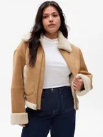 Vegan Suede Sherpa-Trim Jacket