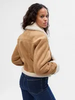 Vegan Suede Sherpa-Trim Jacket