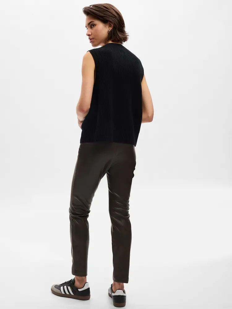 Mid Rise Vegan Leather Skinny Pants