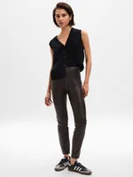 Mid Rise Vegan Leather Skinny Pants