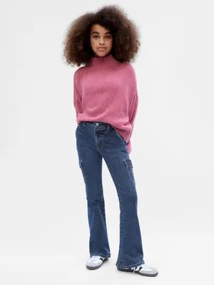 Kids High Rise Cargo '70s Flare Jeans